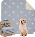 PJYuCien Washable Pee Pads for Dogs 4 Pack, 36" x 36" Non-Slip and Leak-Proof Pee Mat, Puppy Training Pads for Whelping, Playpen, Crate, Bed (Grey)