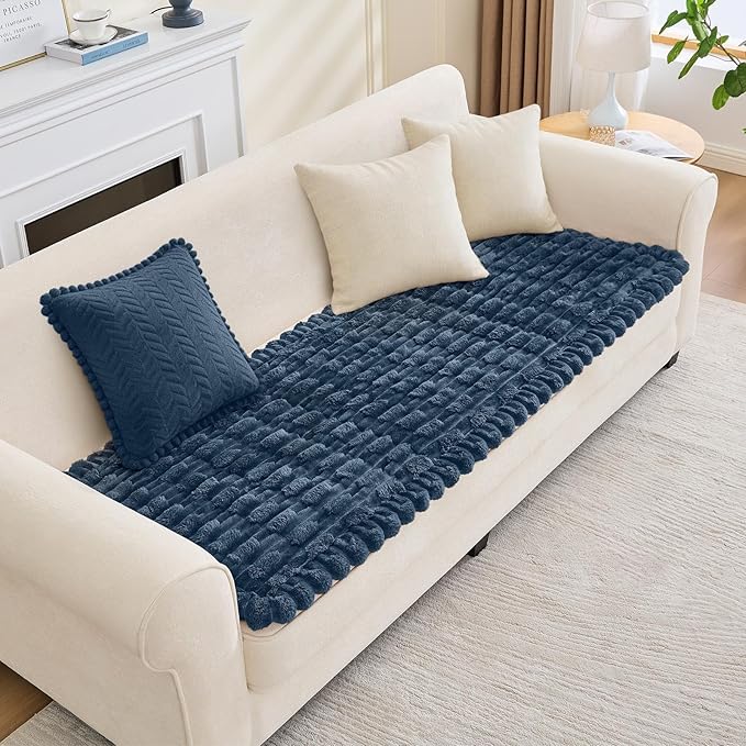 Couch Cover for Dogs, Non Slip Fuzzy Pet Couch Covers for Sofa,Pet Friendly Dog Mat for Couches and Sofas,Thick Soft Sofa Slipcovers Cushion Protector(Berlin Blue, 28" x 59"/70 x 150cm)