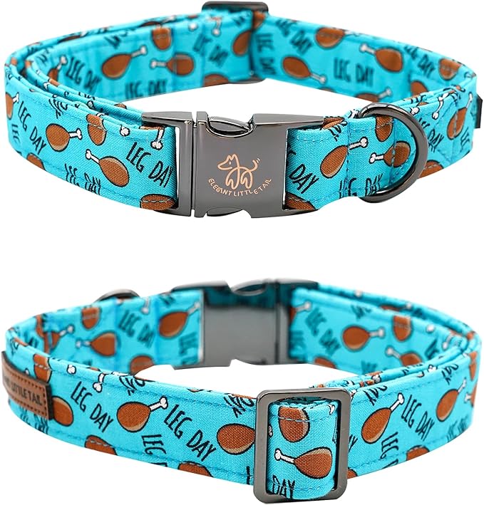 Elegant Little Tail Dog Collar with Thanksgiving Turkey Print, Flower Dog Flowers Holiday Pet Collar for Medium Dogs