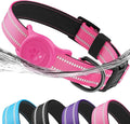 Airtag Dog Collar, Dog Collar with Airtag Holder Compatible for Apple Air Tag, Fit Circle Airtag Holder(Not Fit Other Shapes) for Large Dogs IP68 Waterproof(Rose Red,L)