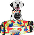 Lucky Love Dog Wide Dog Collar - Adjustable, Durable, Soft Webbing, & Comfortable 1.5 inch Wide Collar for Dogs Male and Female with Strong Buckle - Oscar, Medium