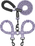 iYoShop Dual Dog Leash - 360° Swivel, No Tangle Walking Leash with Shock Absorbing Bungee for Two Dogs (Medium, 8-35 lbs, Lavender)