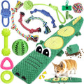 15 Pack Puppy Chew Toys for Teething, No Stuffing Squeaky Dog Toys Interactive Puzzle Toy, Dog Enrichment Toy Bundle with Tough Ropes, Treat Balls for Small Medium Large Dog to Keep Them Busy