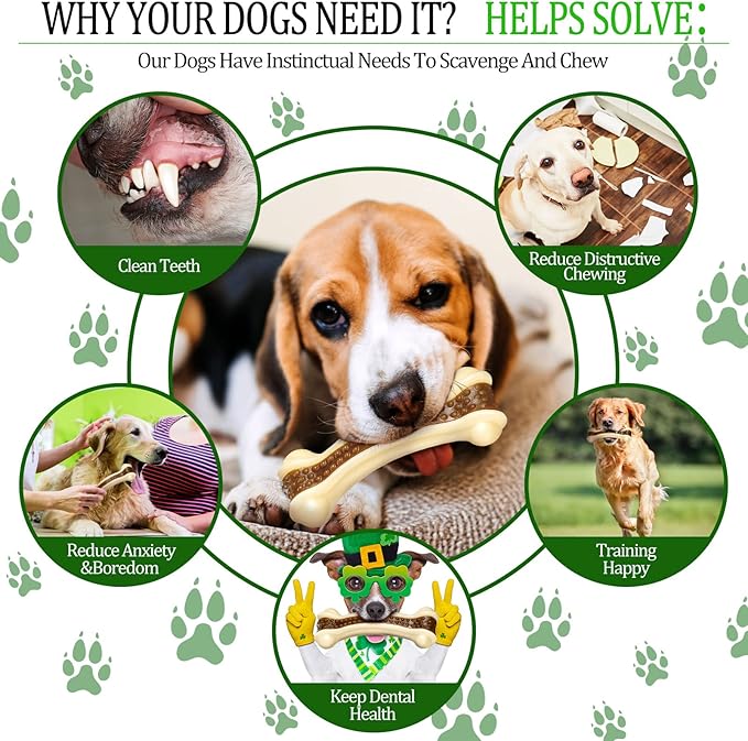 Sosation Bones Shaped Dog Toys for Aggressive Chewers, 2 Pack Christmas Dog Chew Toys Puppy Teething Nylon Beef Flavor for Large/Medium/Small Puppies Breeds(Curved Bone,Medium)
