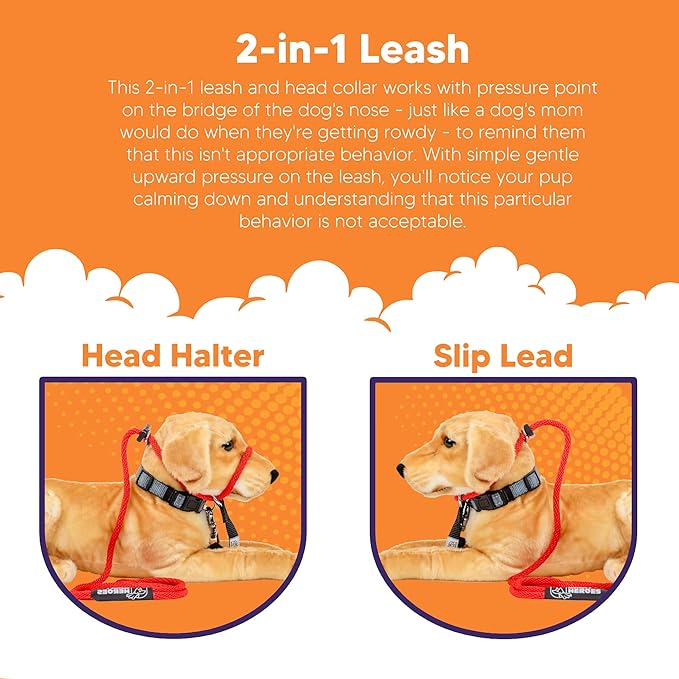 Heather's Heroes The Sidekick No-Pull Leash, Red, Mini
