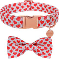DOGWONG Valentine's Dog Collar with Bowtie - Red Heart Adjustable Cotton Heart Dog Collar - Perfect for Small, Medium, Large Dogs