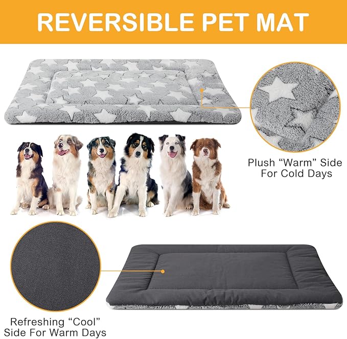 VitalCozy 4 Pcs Dog Crate Pads, Ultra Soft Warm Washable Anti-Slip Kennel Bed Mat for Pets, Reversible, Replaceable, Cozy Cage Liner for Small Medium Large Dogs and Cats(28 x 42 x 1.6 Inch,Gray)