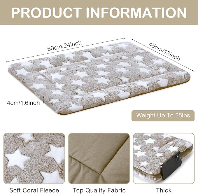 VitalCozy 4 Pcs Dog Crate Pads, Ultra Soft Warm Washable Anti-Slip Kennel Bed Mat for Pets, Reversible, Replaceable, Cozy Cage Liner for Small Medium Large Dogs and Cats(18 x 24 x 1.6 Inch,Apricot)