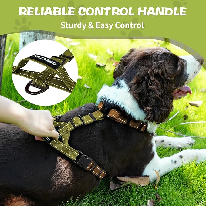 Dog Harness,Adjustable No Pull Dog Harness,Y-Shaped Design,Buckle-Neck Balance Harness with Reflective, Ideal for Dog Training Hiking, Easy Walk Harness,Durable High-Tensile Nylon Blown-L