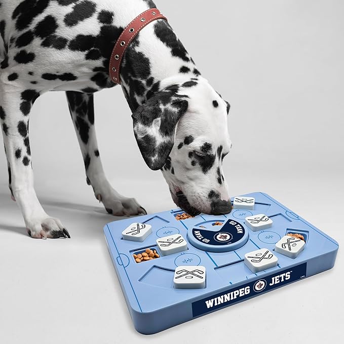 Pets First NHL Winnipeg Jets Large Puzzle Toy, New Size, Interactive Dog Treat & Slow Feeding Toy