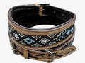 Majestic Ally Padded Leather Dog Collar, Multi-Color Beaded Diamond Design, Handcrafted (Large, Diamond Beadwork)