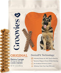Groovies Flexible, Yet Moderately Tough Daily Dog Dental Chews. Powered by USA-Patented DentalFit Technology. No Added Gluten, No Artificial Flavors or Colors. 12oz XLarge (8Chews)