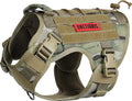 Tactical Dog Harness Vest with Handle, Military Dog Harness for Large Medium Dogs,No-Pull Service Dog Vest with Hook & Loop Panels,Adjustable Dog Vest Harness for Walking Hiking Training（Camo,M）