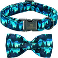 Lionheart glory Dog Bow Collar Green Spring Summer Cute Collars for Small Dogs, Soft Duty Adjustable Dog Collar with Bowtie Pet Collars Bows Pet Gift
