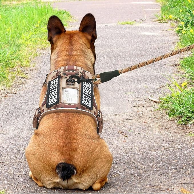 Heavy Duty Tactical Dog Harness for Medium Dogs, No Pull Adjustable Pet Harness Reflective Service Training Easy Control Pet Vest Military K9 Working Dog Harnesses- Medium, Desert Camo