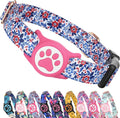 WhoseID Airtag Dog Collar,with Waterproof airtag Holder，Original Stylish Cute Pattern Design.QR Code ID Buckle，Comfortable Soft Cotton for Small Medium Large Dogs