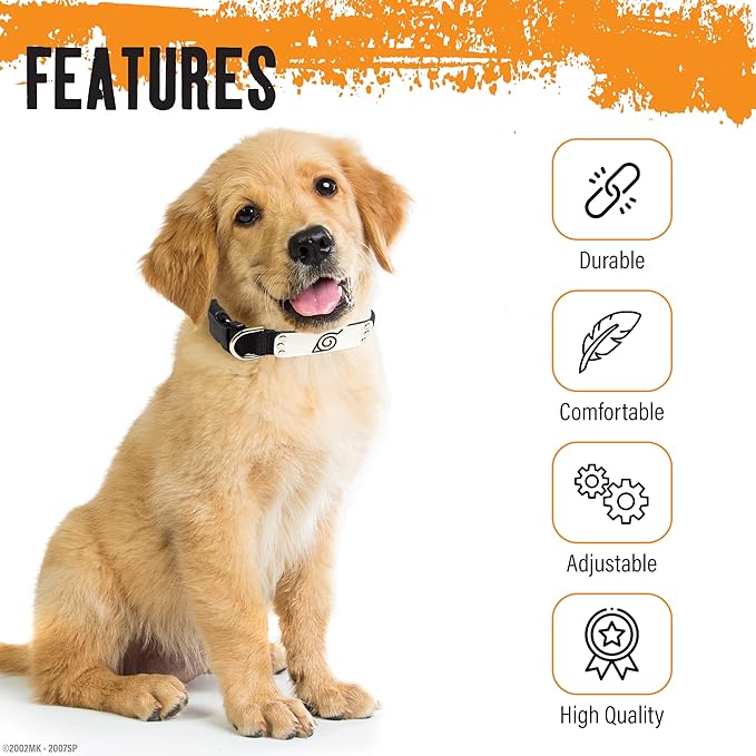 Naruto Dog Collar for Large Dogs, Medium, XS/Small Puppy Collars: Officially Licensed Naruto Shippuden Hidden Leaf Village Anime Dog Collar, Naruto Gifts Pet Collar for Dogs Black Ninja, MED