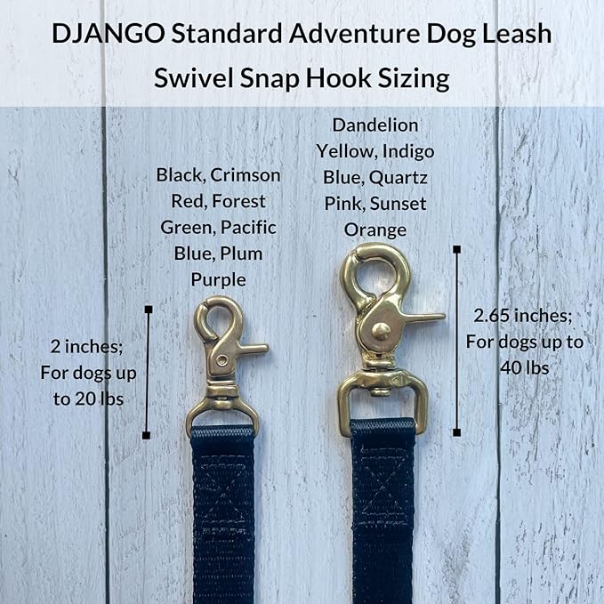 DJANGO Adventure Dog Leash – Strong, Comfortable, and Stylish Dog Leash with Solid Brass Hardware and Padded Handle - Designed for Outdoor Adventures and Everyday Use (Indigo Blue)