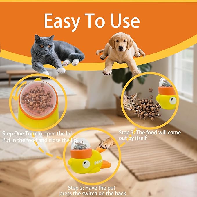 Dog Interactive Treat Dispenser Toy，Food Puzzle Slow Feeder，Interactive Duck-Shaped Enrichment Toy for Cats and Small Dogs