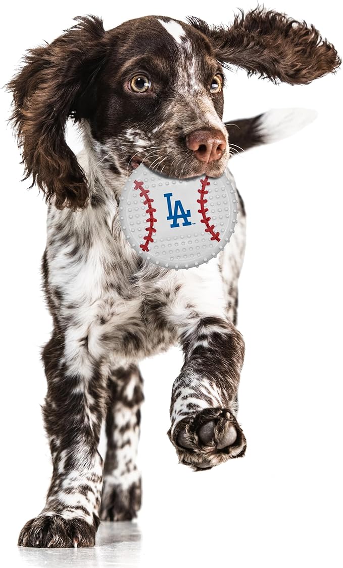 Pets First MLB LA Dodgers Hard-Nylon Bacon-Flavored Baseball Chew Toy, Indestructible Dog and Cat Chewy Toy, Tug, Fetch Toy, Sporty Fun Toy for Dogs