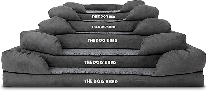 The Dog’s Bed Orthopedic Memory Foam Dog Bed with Bolsters, Plush Fabric, Grey Plush, Large