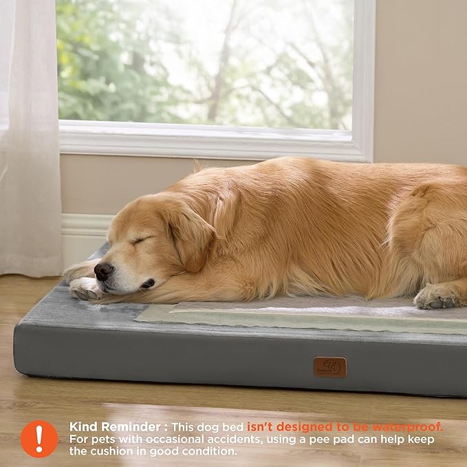 Bedsure ComfyFleece XXL Dog Bed for Crate - Extra Large Orthopedic Pet Beds with Removable Washable Cover, NOT Waterproof Egg Crate Foam Mat, Suitable for Pet Up to 100 lbs, 47x29x4, Not for Chewers