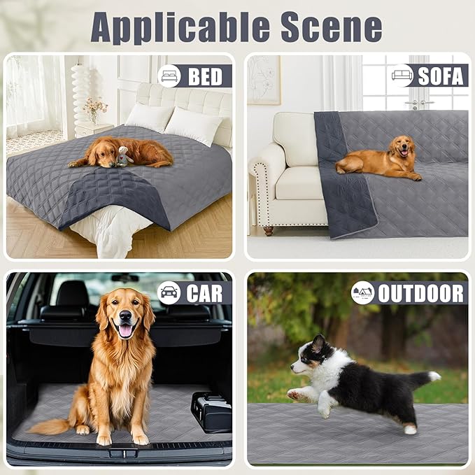 Smiry Waterproof Dog Bed Cover Blanket 68x82, Soft Reversible Pet Blanket, Washable Leakproof Cats Dogs Couch Cover for Sofa, Couch, Furniture, Grey/Dark Grey