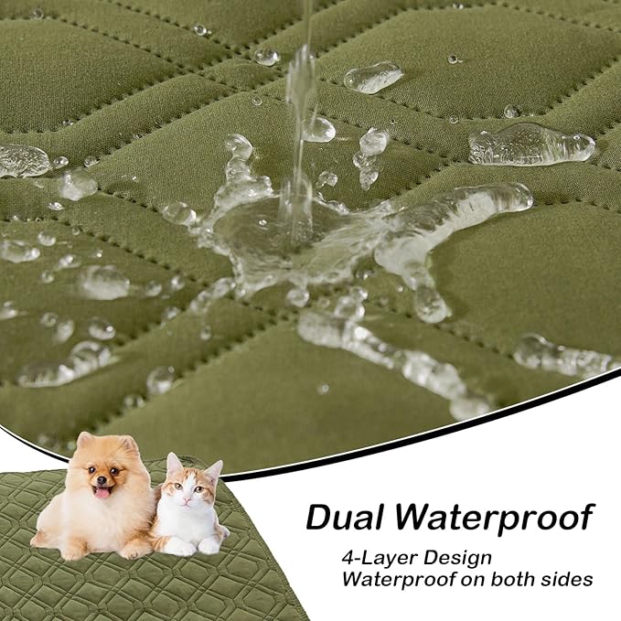 hyha Waterproof Dog Bed Blanket, Soft Pet Blankets, Waterproof Couch Cover for Dogs, Reversible Sofa Covers Washable for Furniture (40x80 Inch, Green/Navy Blue)