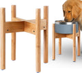 Dog Bowl Stand for Large Breed - Raise, Elevate Bowls to 14-inch High - Adjustable, Fits Any Single Pet Food/Water Feeders and Fountains - Durable Bamboo