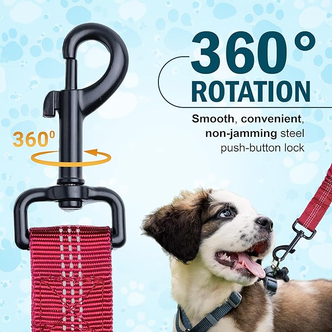 Hands Free Dog Leash with Waist Belt – No-Pull Bungee, Dual Padded Handles & Zipper Pouch for Running, Walking & Training – Adjustable Waist Leash for Large & Medium Dogs