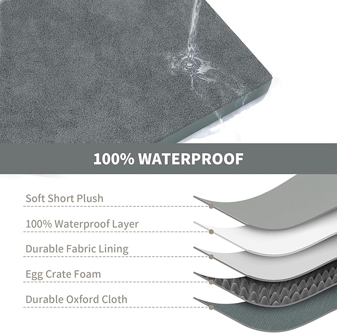 Orthopedic Dog Bed for Large Dogs, Plush Washable Pet Bed for Large Size Dogs with Egg Crate Foam & Removable Oxford Cover, 36x27 Inch, Gray