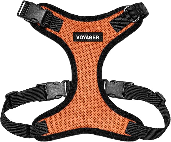 Voyager Step-in Pet Harness - All Weather Mesh, Adjustable Step in Harness for Cats and Dogs by Best Pet Supplies - Orange/Black Trim, XL
