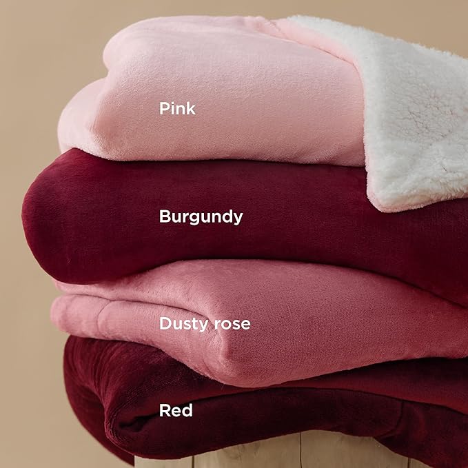Bedsure GentleSoft Sherpa Fleece Twin Size Blanket for Couch, Non-Heated, Thick and Warm Throw for Girls and Women, Soft Fuzzy Plush Twin Blanket for Winter, Red, 60x80 Inches
