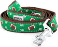THE WORTHY DOG 5 FT Nylon Dog Leash for Medium to Large Dogs, Metal Quick Clip, Football Field Pattern, Green, Large