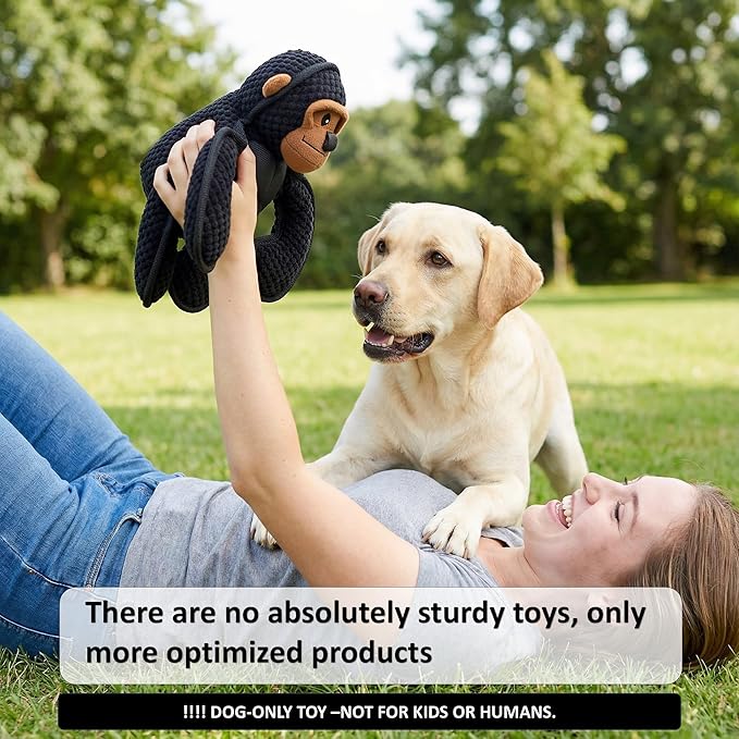 Plush Stuffed Squeaky Dog Toys, Tough Dog Toy Large Breed, Dog Chew Toys for Large Dogs,Chew Dog Toys to Keep Them Busy,11" x 11" Gorilla