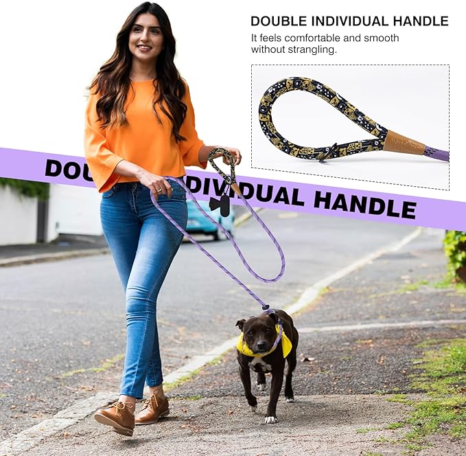 lynxking Slip Lead Dog Leash Reflective, Heavy Duty Comfortable Strong Rope for Large Medium Small Dogs No Pull Pet Training (Light Purple, Large 1/2in x 6ft-Slip Lead)