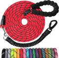 Long Dog Leash 20 FT: Heavy Duty Rope Leashes for Dogs Training with Swivel Lockable Hook Reflective Threads Bungee and Padded Handle - Dog Lead for Large Small Medium Dogs Outside Walking Hiking Red