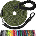 Long Dog Leash 15 FT: Heavy Duty Nylon Rope Leashes for Dogs Training with Reflective Threads Bungee and Padded Handle - Dog Lead for Large Small Medium Dogs Outside Walking Hiking
