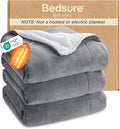 Bedsure GentleSoft Sherpa Fleece King Blankets for Bed, Non-Heated, Thick and Warm Throw for Women and Men, Soft Fuzzy Plush King Blanket for Winter, Grey, 108x90 Inches