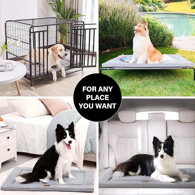 WESTERN HOME Dog Bed for Crate, High Resilience Foam Dog Crate Mat Kennel Pad with Soft Wavy Plush Comfortable Anti-Slip Washable Bed for Large Medium Small Dogs & Cats