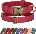 Didog Soft PU Leather Dog Collar, Stylish Quick Released Dog Collar for Large Dogs, Easy Clean Adjustable Pet Collar for Daily Walking, Red, L Fit 15-23" Neck
