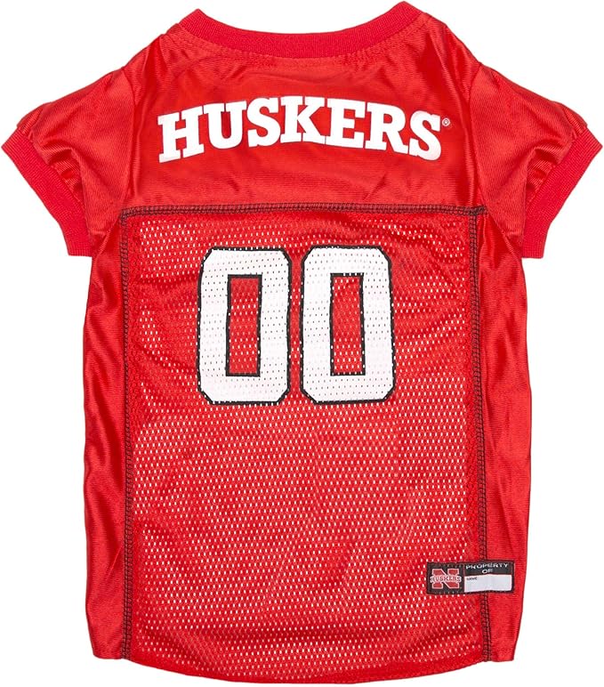 Pets First NCAA College Nebraska Cornhuskers Mesh Jersey for DOGS & CATS, Large. Licensed Dog Jersey with your Favorite Football/Basketball College Team