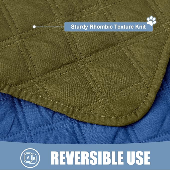 Smiry Waterproof Dog Bed Cover Pet Blanket, Soft Washable Dog Blanket for Furniture Bed Couch Sofa Reversible, Checkered (30"x90", Green/Navy)