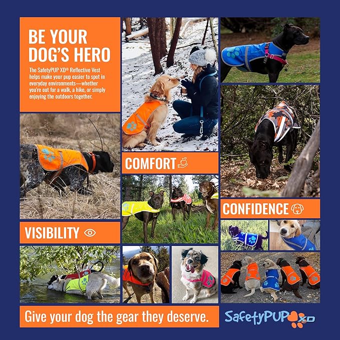 SafetyPUP XD Dog Reflective Vest – Hi-Vis Fluorescent Visibility That Helps to Safeguard Your Pet On/Off Leash in Urban & Rural Areas (Yellow, X-Large)