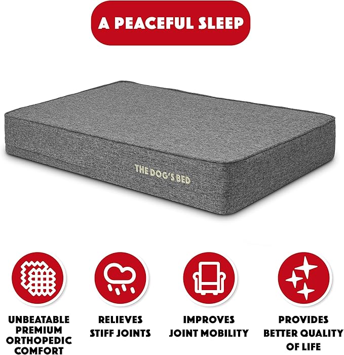 The Dog’s Bed Orthopedic Memory Foam Dog Bed Mattress, Linen Fabric, Grey Linen, Large, 6-Inch