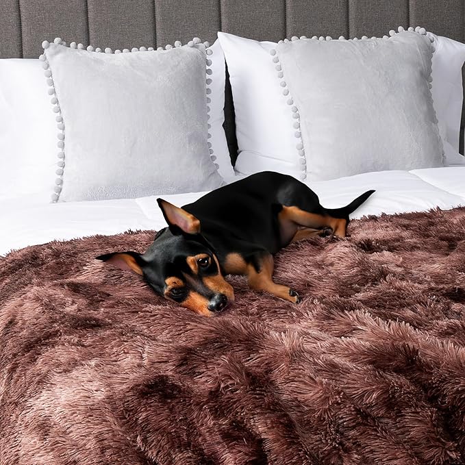 PetAmi Waterproof Dog Blanket for Medium Large Dogs, Calming Fleece Cat Blanket, Couch Protector Washable Sherpa Faux Fur Pet Throw for Puppy, Soft Reversible Leakproof 40x60 Tie-Dye Brown