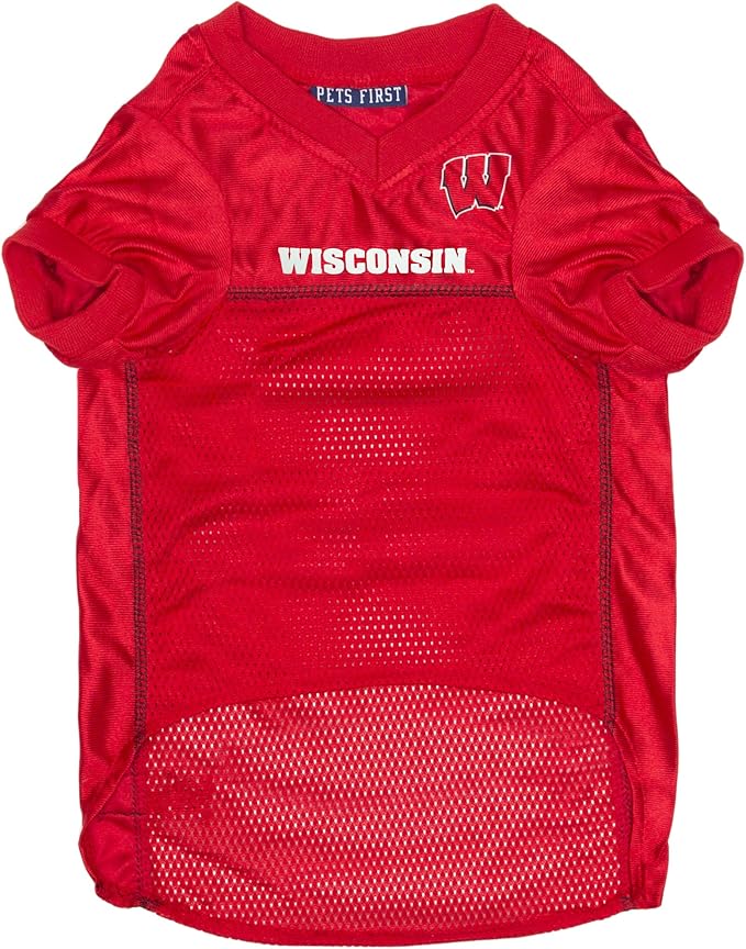 Pets First NCAA College Wisconsin Badgers Mesh Jersey for DOGS & CATS, X-Small.Licensed Dog Jersey with your Favorite Football/Basketball College Team