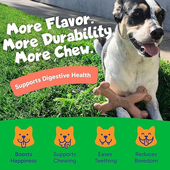 Chew’ems X Bone Dog Chew – Long-Lasting Chicken Flavor Treats for Aggressive Chewers – Rawhide-Free, Durable Dental Chews – Giant Size