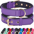 Didog Soft Padded Dog Collar for Large Dogs, Lightweight and Breathable Dog Collar with Metal Buckle, Purple, XL