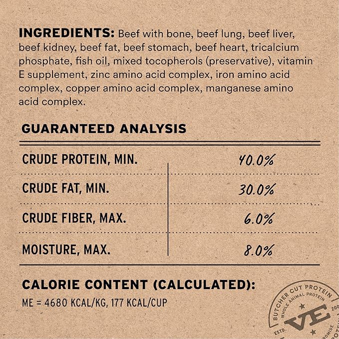 Vital Essentials Freeze Dried Dog Food, Raw Beef Soft Nibs | Complete Meal or Mixer | 98% Beef, Organs & Bone | High Protein, Low Carb, Grain Free, Dry Dog Food | 14 oz